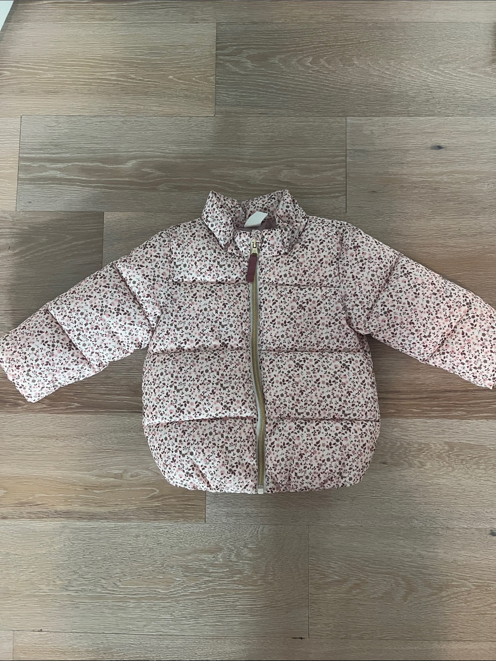 H&M Pink Floral-Print Puffer Jacket